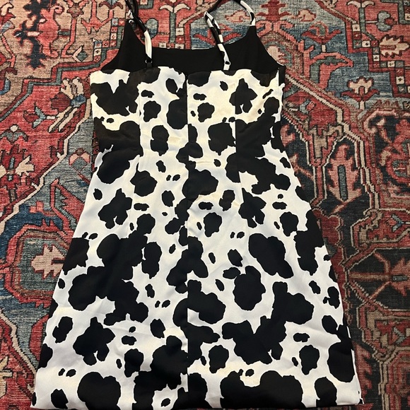 Silky Cow Print Mini Dress - Picture 2 of 4